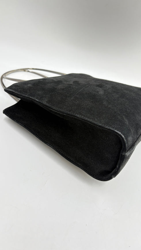 Borsa a mano in suede nero