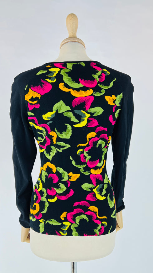 Longsleeve a V fiori multicolor