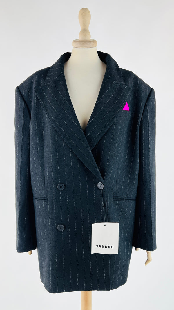 Blazer gessato con cartellino