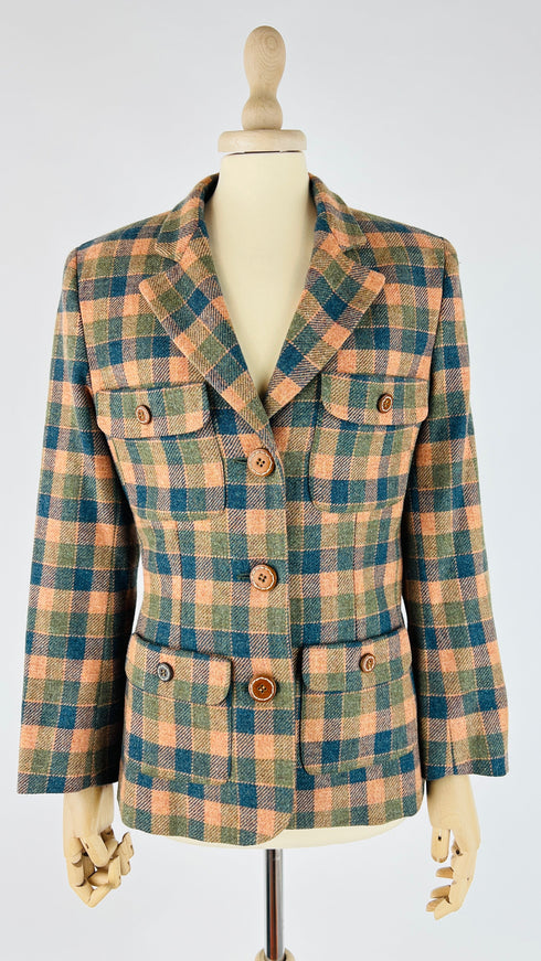 Blazer check rosa e verde