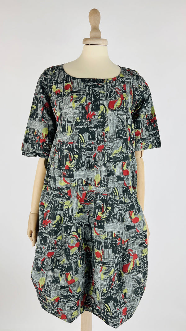 Abito corto a palloncino stampato