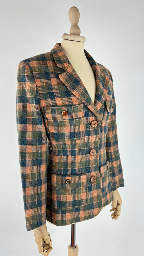 Blazer check rosa e verde