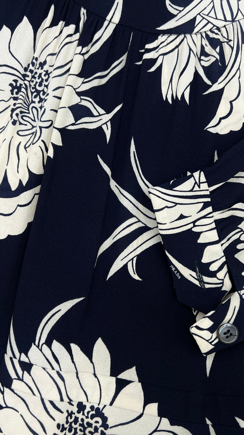 Abito midi blu peonie