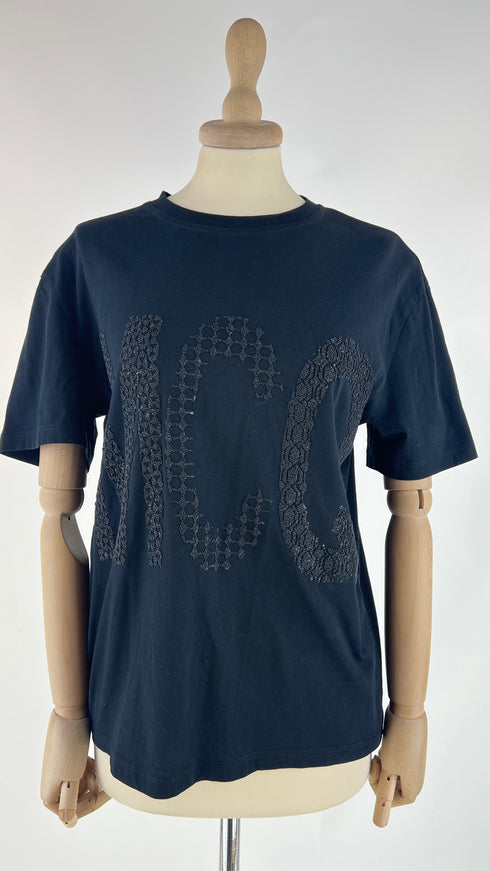 T-shirt con appliqués in perline