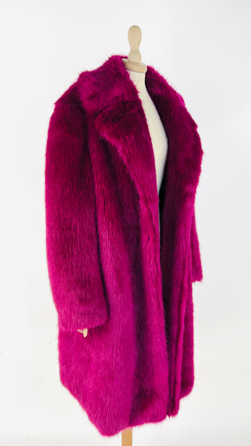 Cappotto faux fur fucsia