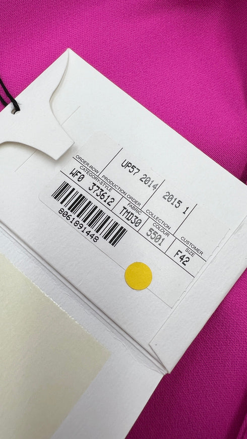 Abito corto asimmetrico rosa con cartellino