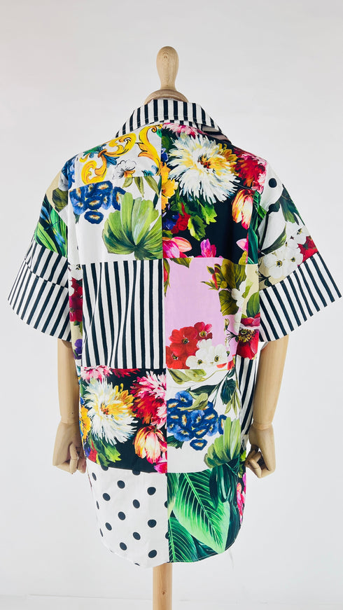 Camicia oversize con stampa mista