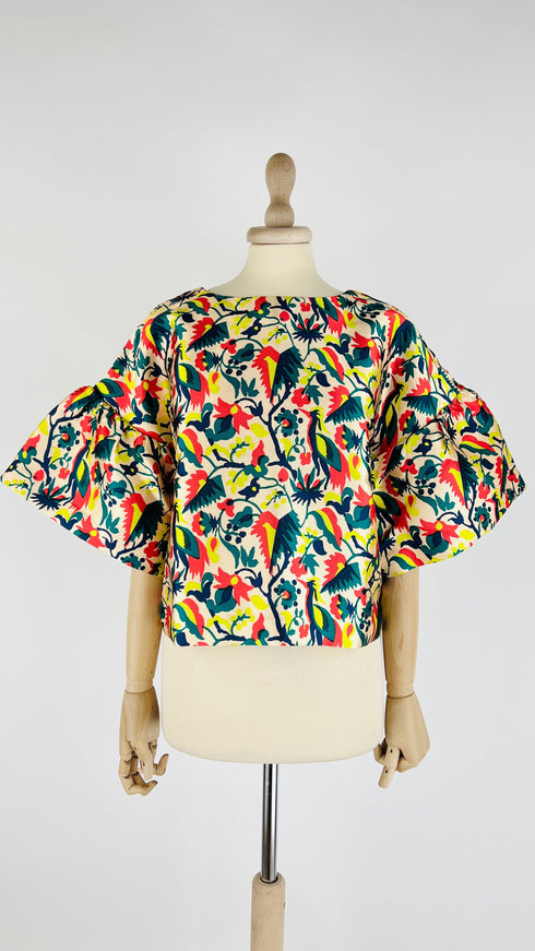 Blusa girocollo a fiori
