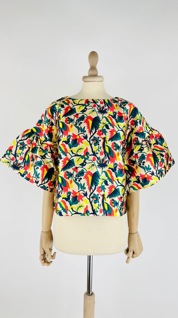 Blusa girocollo a fiori