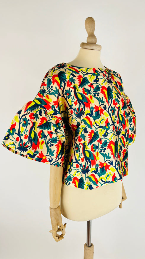 Blusa girocollo a fiori