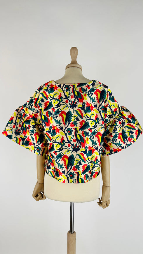 Blusa girocollo a fiori