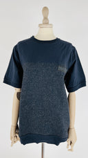 T-shirt blu girocollo con taschino SACAI