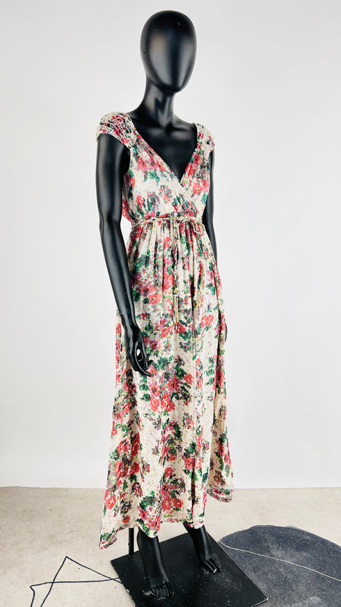 Abito lungo in seta stampata