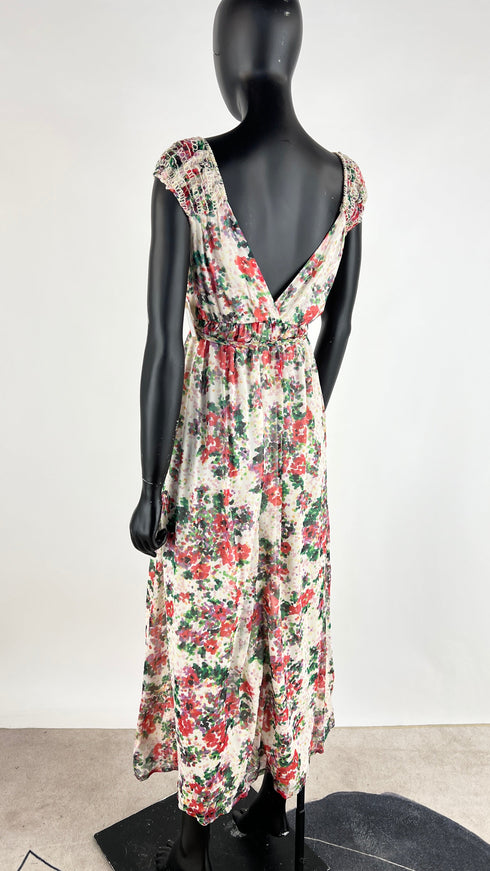 Abito lungo in seta stampata