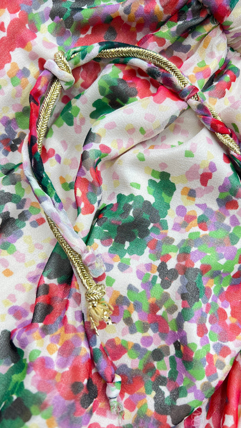 Abito lungo in seta stampata