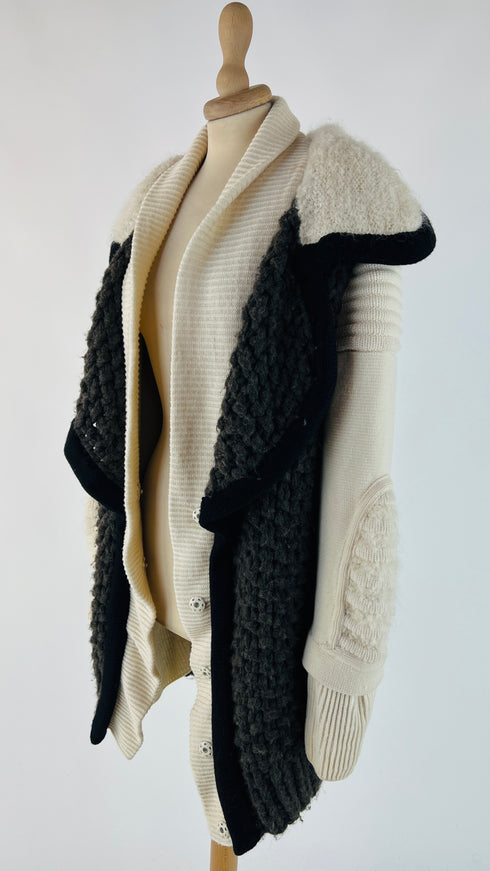 Cappotto color block in maglia