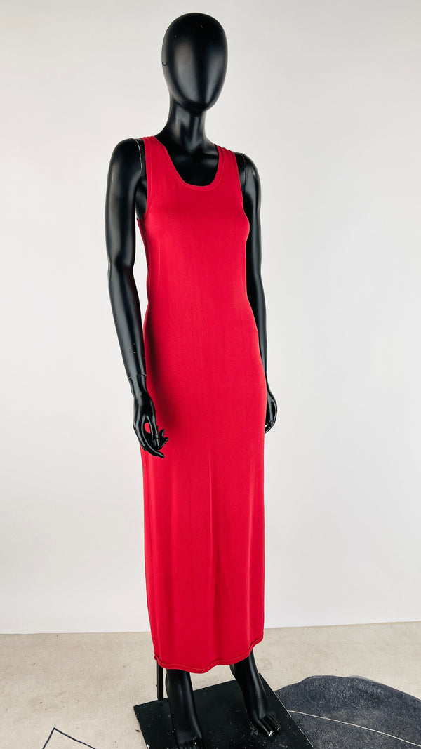 Abito lungo smanicato in maglia