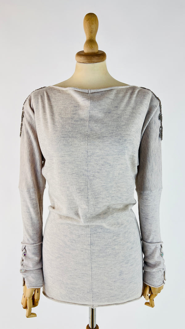 Maglia lana cashmere con appliqués