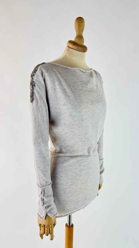 Maglia lana cashmere con appliqués