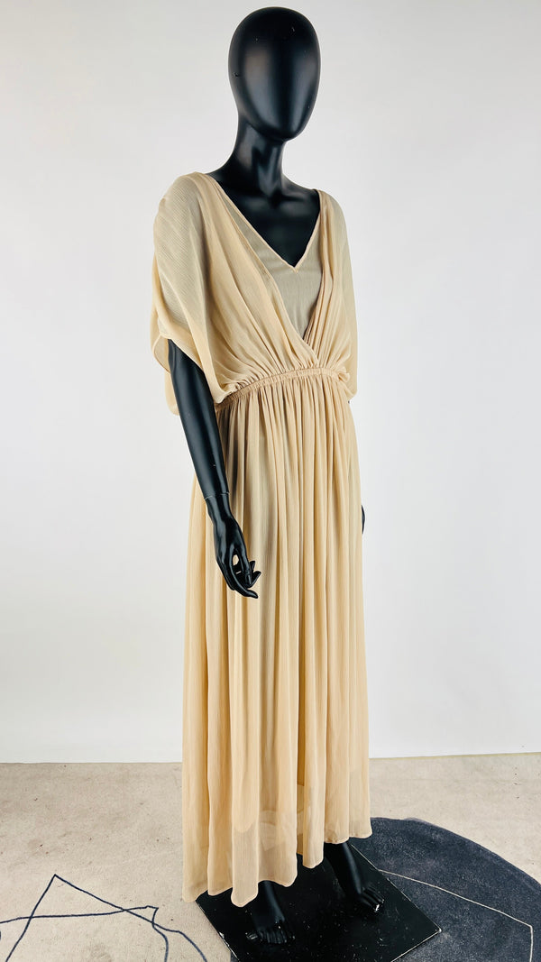 Abito lungo drappeggiato con cartellino