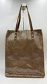 Tote-bag marrone-oro con cartellino