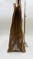 Tote-bag marrone-oro con cartellino Nanni