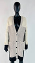 Cardigan lungo color block con cartellino