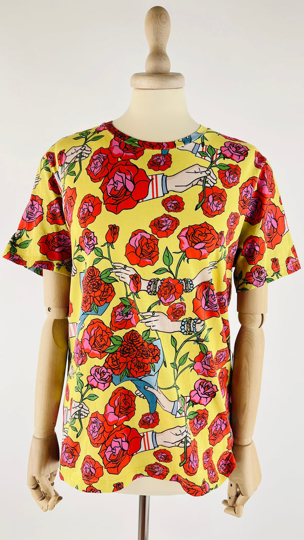 T-shirt in cotone con rose