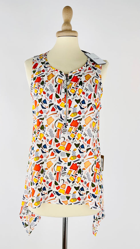 Top con zip e cartellino