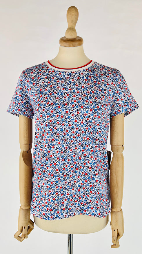 T-shirt a girocollo micro fiori