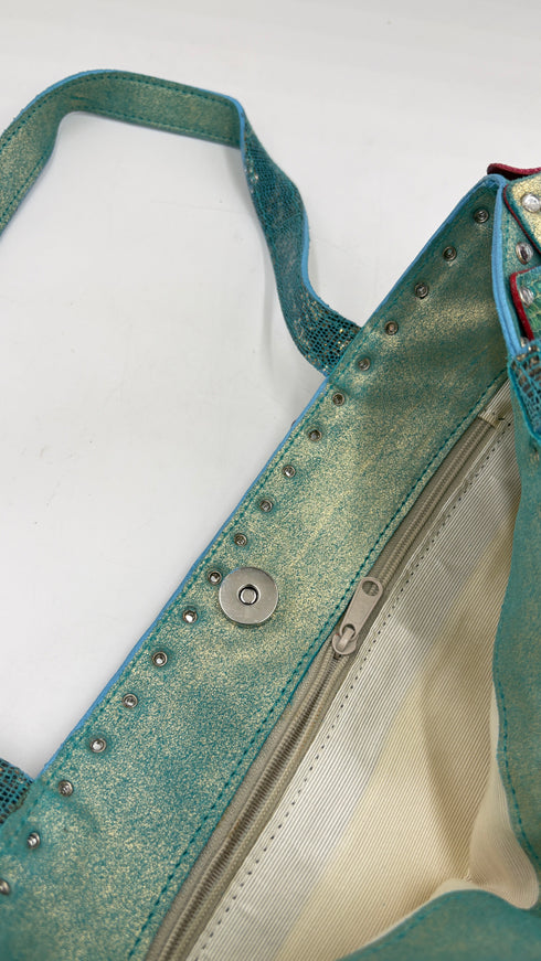 Borsa a spalla con applicazioni vintage