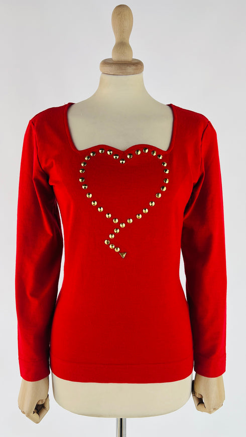 Longsleeve a cuore con borchie