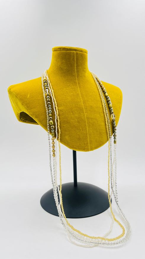 Collana Multifilo con Perle e Cristalli