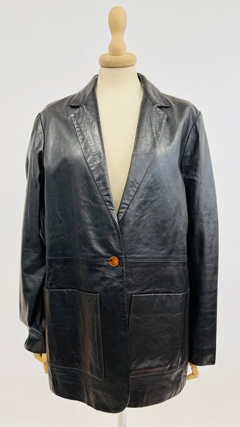 Blazer pelle con cartellino