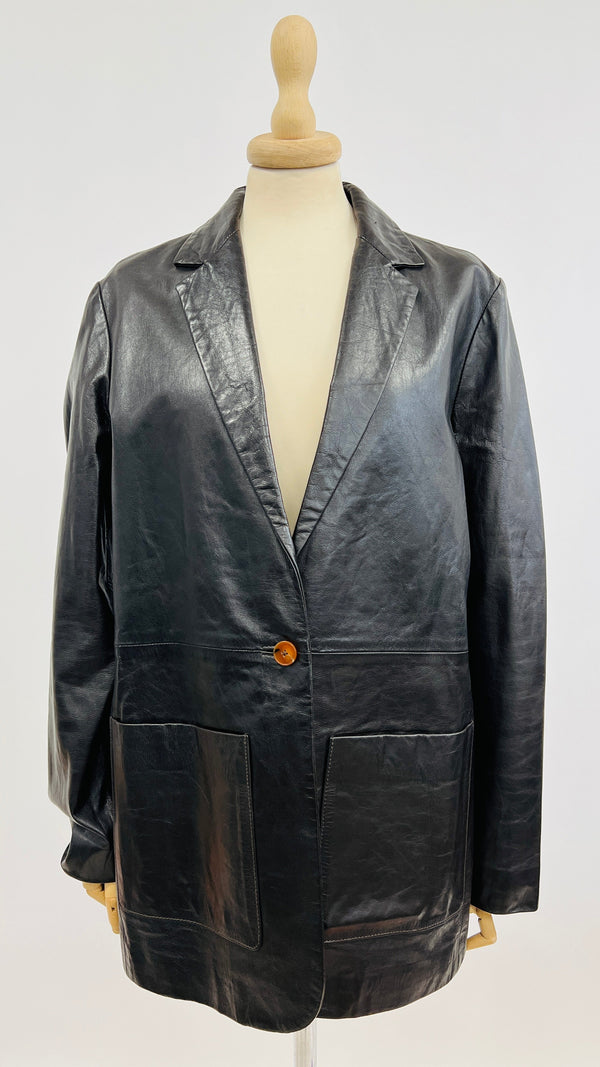 Blazer pelle con cartellino