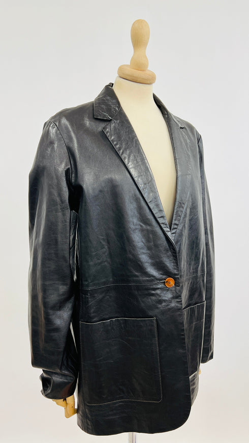 Blazer pelle con cartellino