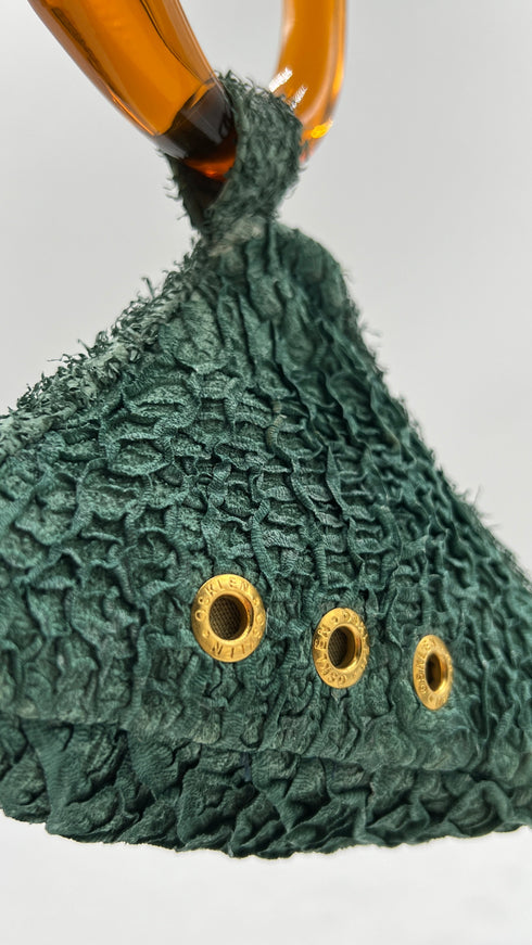 Pochette verde in pelle