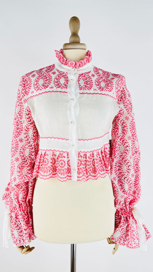 Camicia cropped ricamata