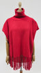 Poncho collo alto e frange