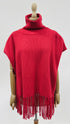 Poncho collo alto e frange
