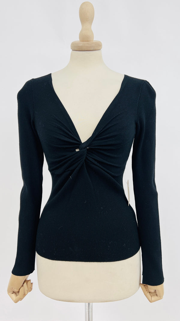 Top nero incrociato stretch