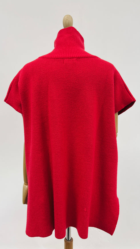 Poncho collo alto e frange