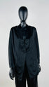 Completo nero in tessuto jacquard satinato