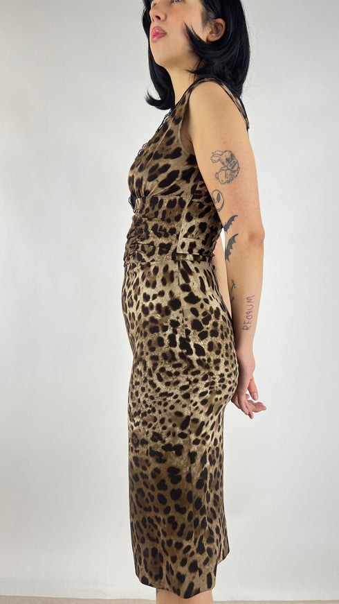 Abito a tubino animalier corto