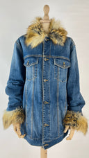 Giacca denim con pelliccia MOSCHINO COUTURE