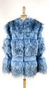 Giacca faux fur azzurro nero