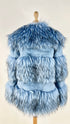 Giacca faux fur azzurro nero