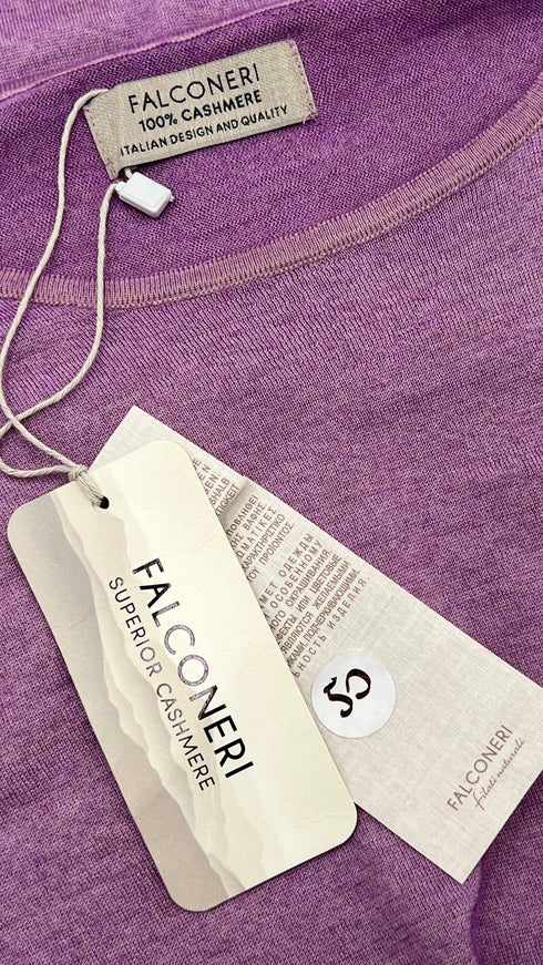 Maglia viola in cashmere con cartellino