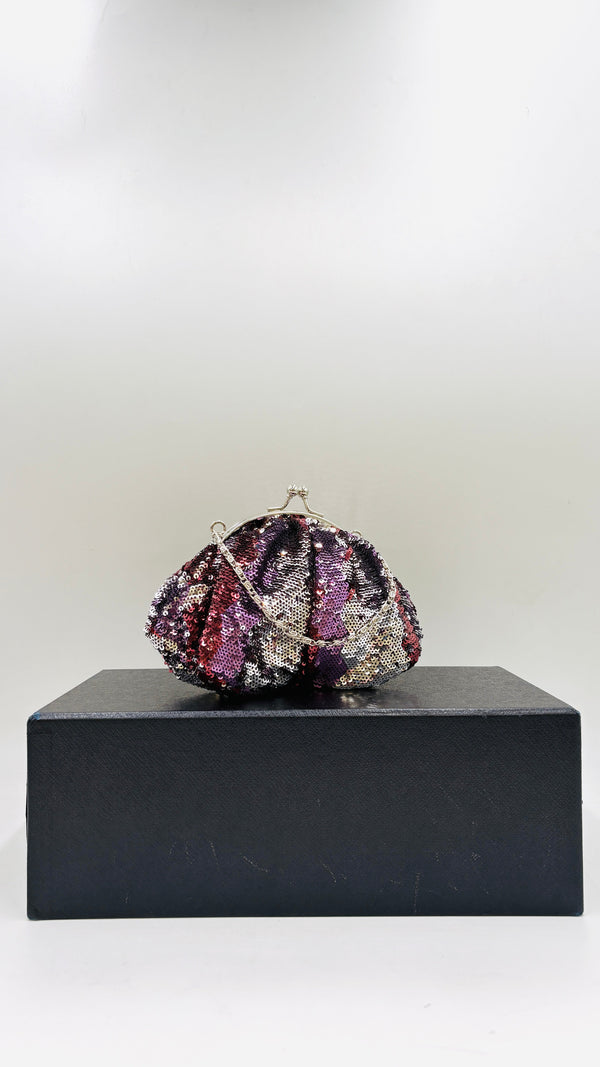 Clutch in paillettes con tracolla