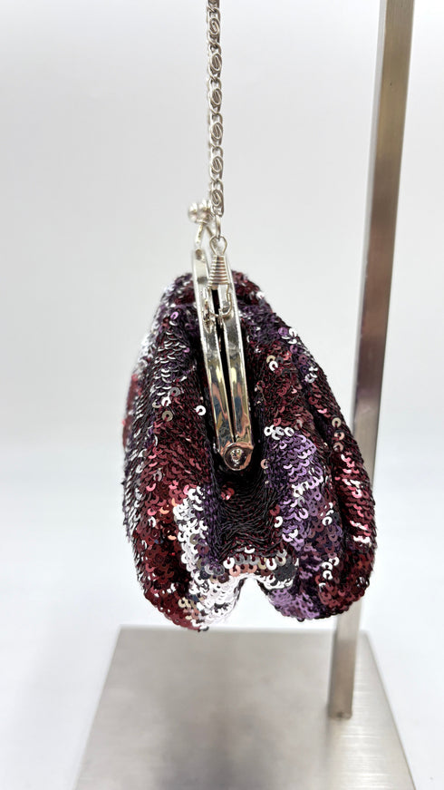 Clutch in paillettes con tracolla